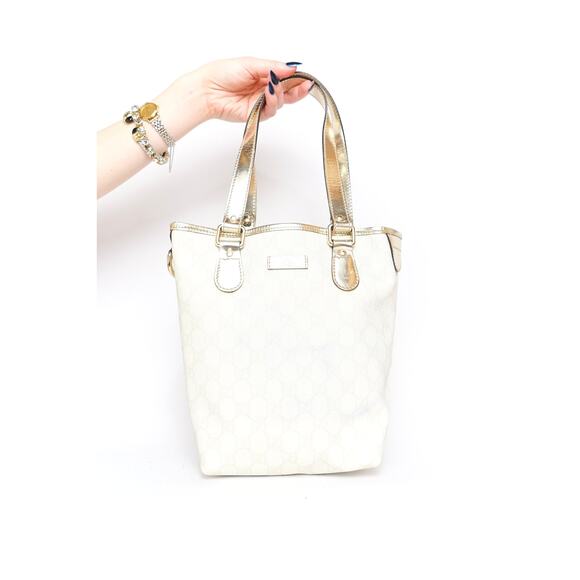 Gucci Silver Monogram Tote